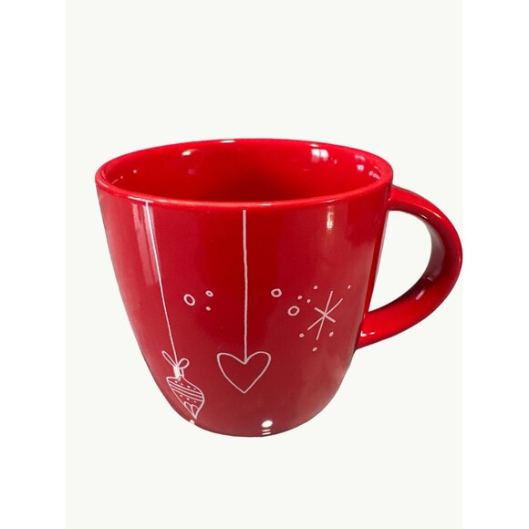 Starbucks Holiday Red Mug 14 Fl Oz Ceramic With Festive Heart Ornament Design - Picture 1 of 5